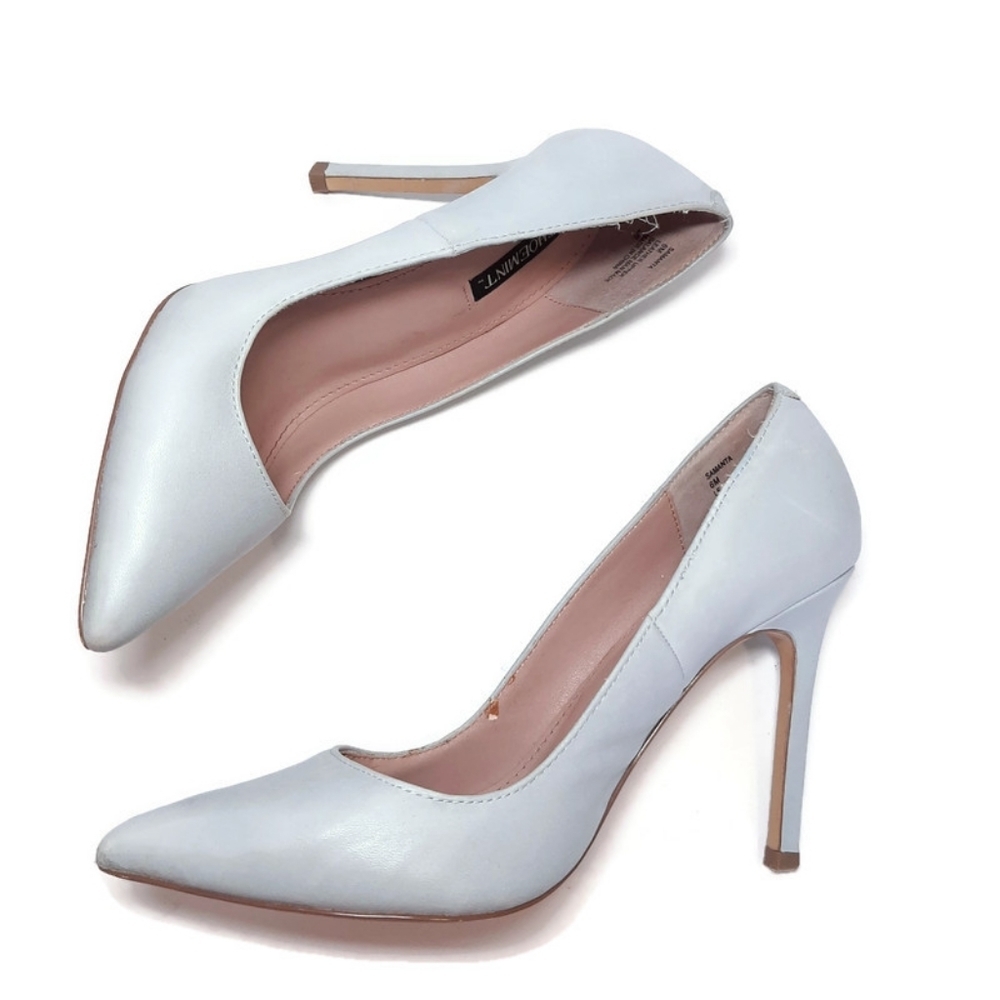 Shoemint Pastel Green Leather Stiletto Heels Pointed Toe Shoes Womens Size 6